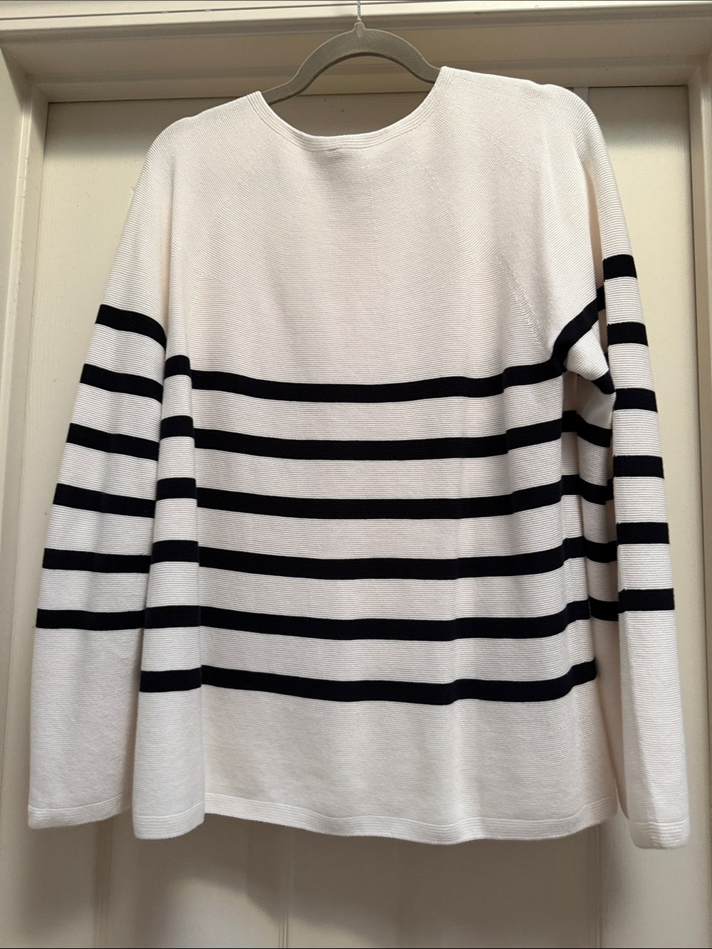 Uniqlo 3D Knit Cotton Sweater White/Black Stripes Sz L - Picture 4 of 7